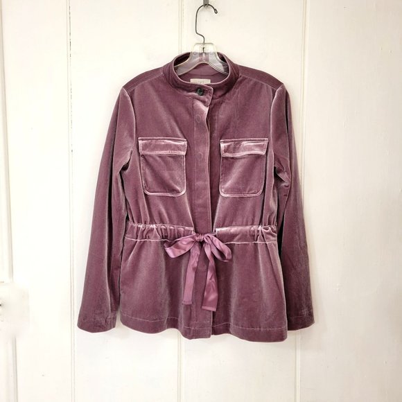 LOFT Jackets & Blazers - Loft Mauve Velvet  Utility Jacket with Drawstring Waist